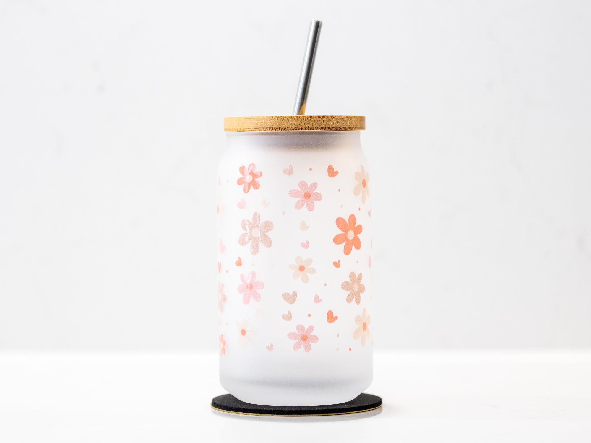 Every day flowers - Frosted mason jar