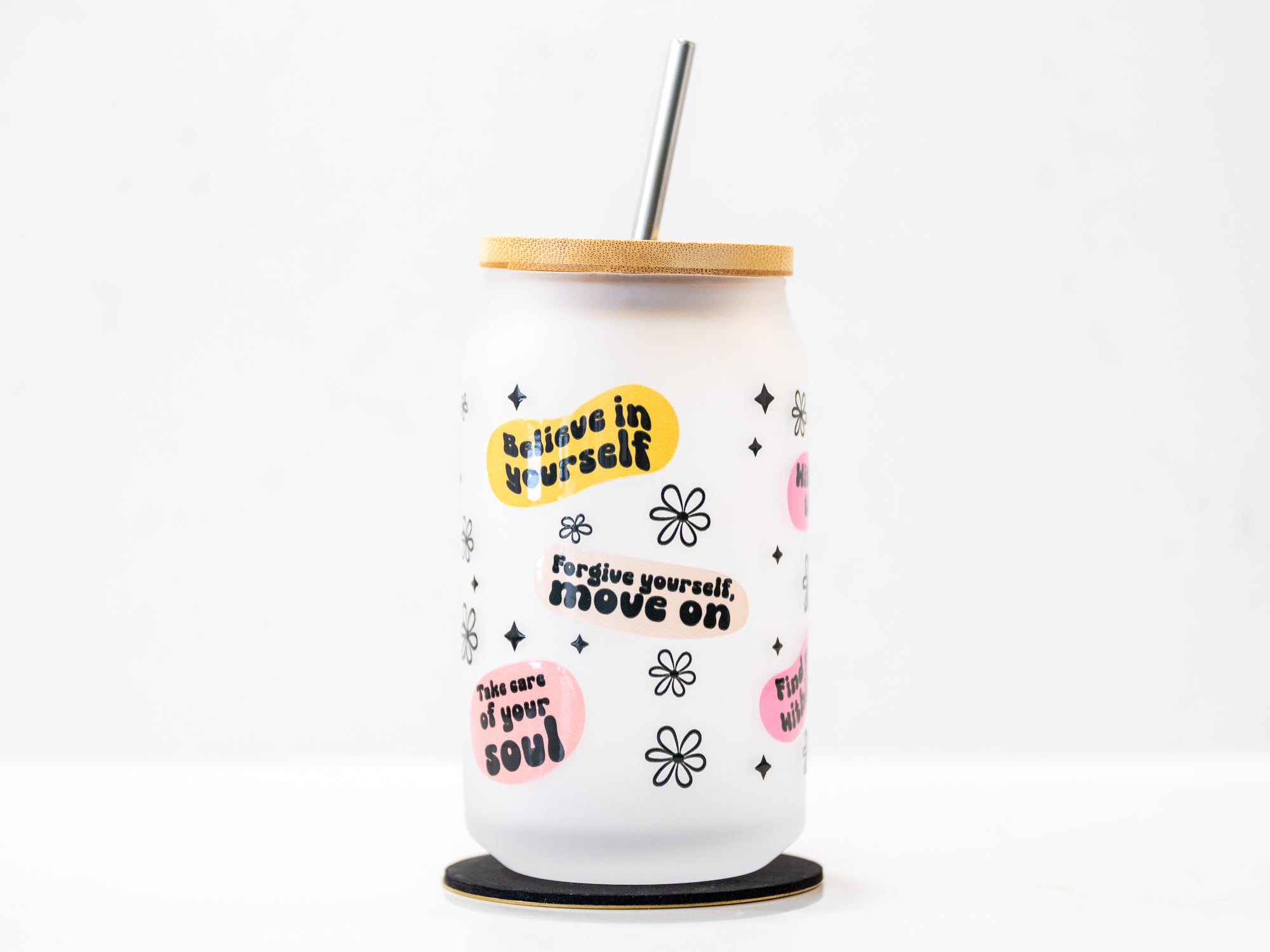 Believe in yourself - Frosted mason jar